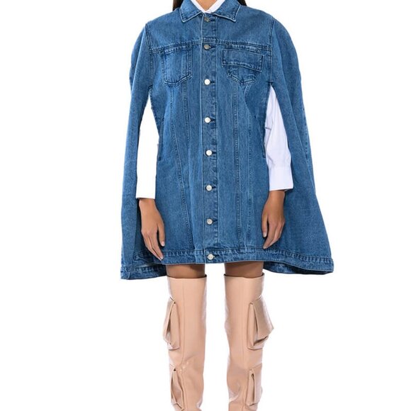AKIRA 'DON'T TALK LOUD' DENIM TRENCH PONCHO - O/S - NWT - Picture 3 of 9